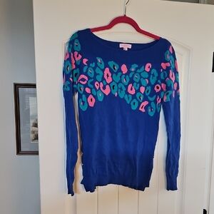 Lilly Pulitzer Blue and Pink Crew Neck Sweater